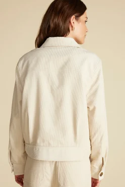 Amour Vert Spencer Corduroy Trucker Jacket Ivory Online