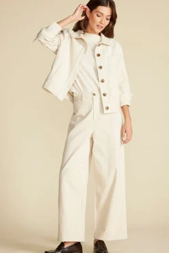 Amour Vert Spencer Corduroy Trucker Jacket Ivory Online