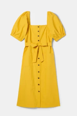 Amour Vert Square Neck Button Front Dress SoleilYellow Best