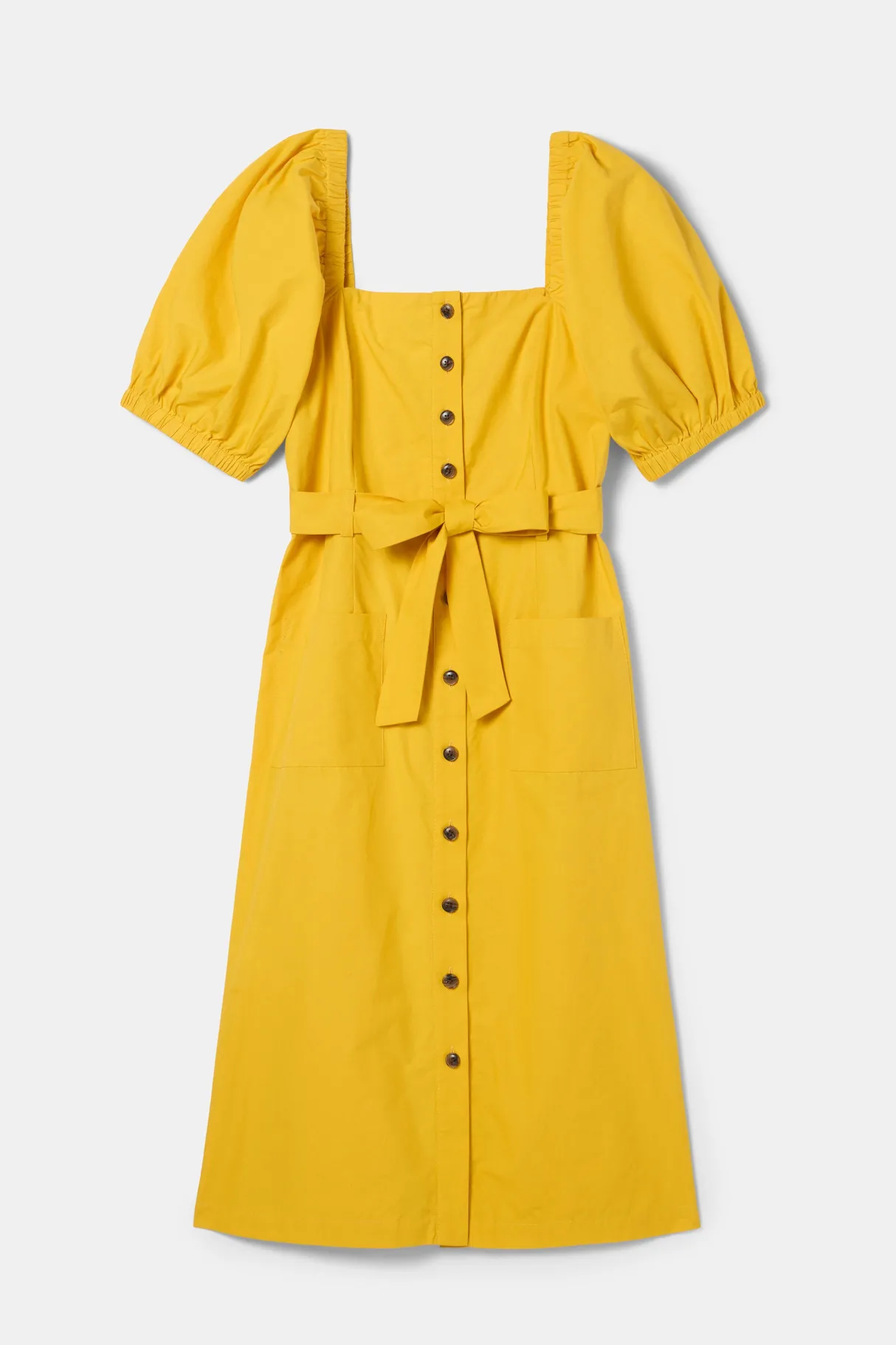 Amour Vert Square Neck Button Front Dress SoleilYellow Best