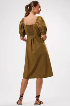 Amour Vert Square Neck Button Front Dress Elm New
