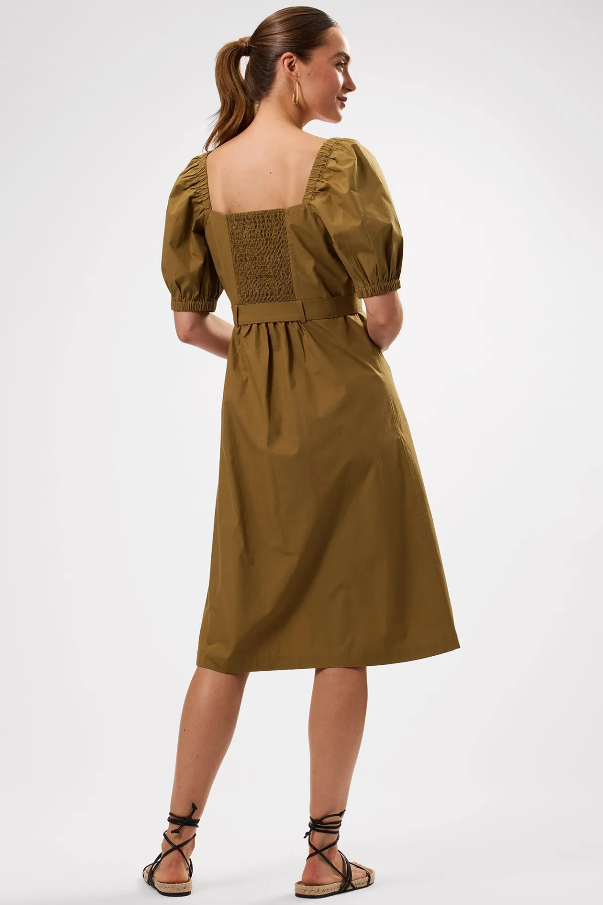 Amour Vert Square Neck Button Front Dress Elm New