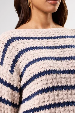 Amour Vert Stripe Novelty Sweater OatNavyStripe Discount