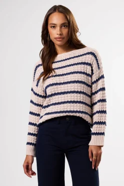 Amour Vert Stripe Novelty Sweater OatNavyStripe Discount