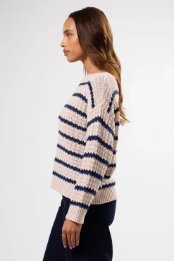 Amour Vert Stripe Novelty Sweater OatNavyStripe Discount