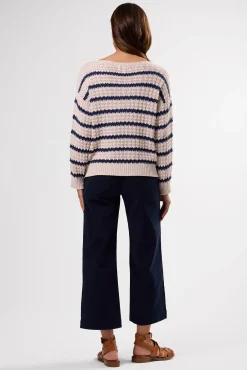 Amour Vert Stripe Novelty Sweater OatNavyStripe Discount