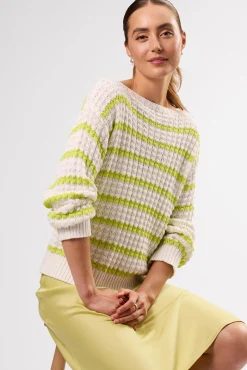 Amour Vert Stripe Novelty Sweater IvoryLimeStripe Outlet