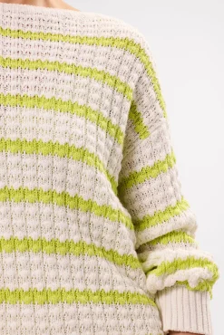 Amour Vert Stripe Novelty Sweater IvoryLimeStripe Outlet