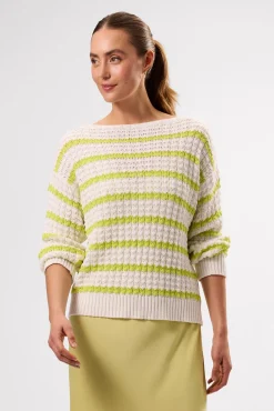 Amour Vert Stripe Novelty Sweater IvoryLimeStripe Outlet