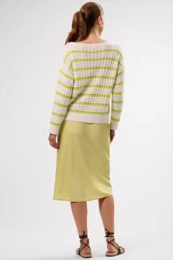 Amour Vert Stripe Novelty Sweater IvoryLimeStripe Outlet