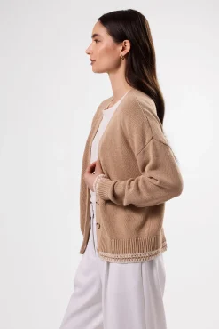Amour Vert Texture Cardigan BiscottiIvory Fashion