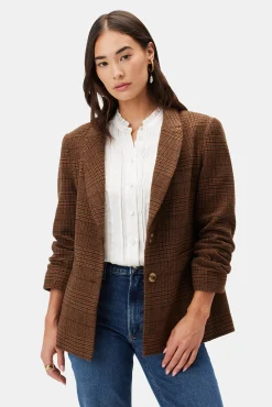 Amour Vert Tobie Single Breasted Blazer RustPlaid Sale