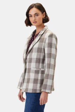 Amour Vert Tobie Single Breasted Blazer NaturalBuffaloCheck Clearance