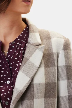 Amour Vert Tobie Single Breasted Blazer NaturalBuffaloCheck Clearance