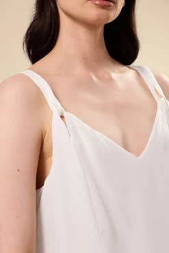 Amour Vert Twist Strap Washable Silk Tank Ivory Outlet