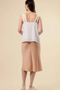 Amour Vert Twist Strap Washable Silk Tank Ivory Outlet