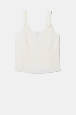 Amour Vert Twist Strap Washable Silk Tank Ivory Outlet