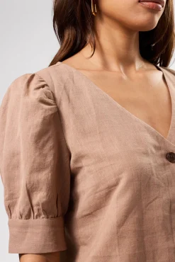 Amour Vert V Neck Cuff Sleeved Blouse Sand New
