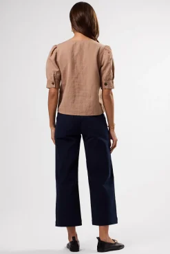 Amour Vert V Neck Cuff Sleeved Blouse Sand New