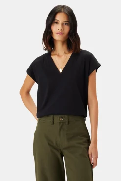 Amour Vert V Neck Solid Tee Black Online