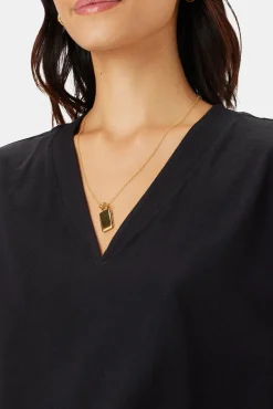 Amour Vert V Neck Solid Tee Black Online