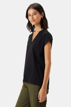 Amour Vert V Neck Solid Tee Black Online