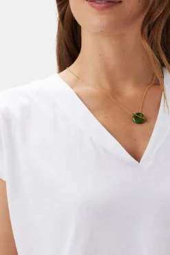 Amour Vert V Neck Solid Tee White Outlet