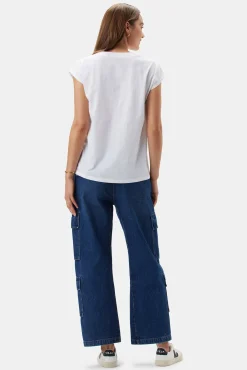 Amour Vert V Neck Solid Tee White Outlet