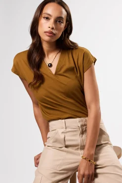 Amour Vert V Neck Solid Tee Terre Clearance