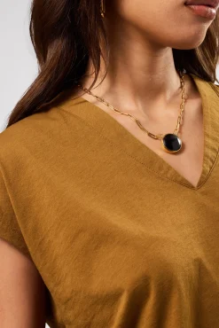 Amour Vert V Neck Solid Tee Terre Clearance