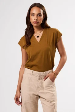 Amour Vert V Neck Solid Tee Terre Clearance