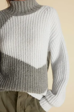 Amour Vert Veira Turtleneck Sweater SkyBlueandGrey Best