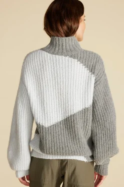 Amour Vert Veira Turtleneck Sweater SkyBlueandGrey Best