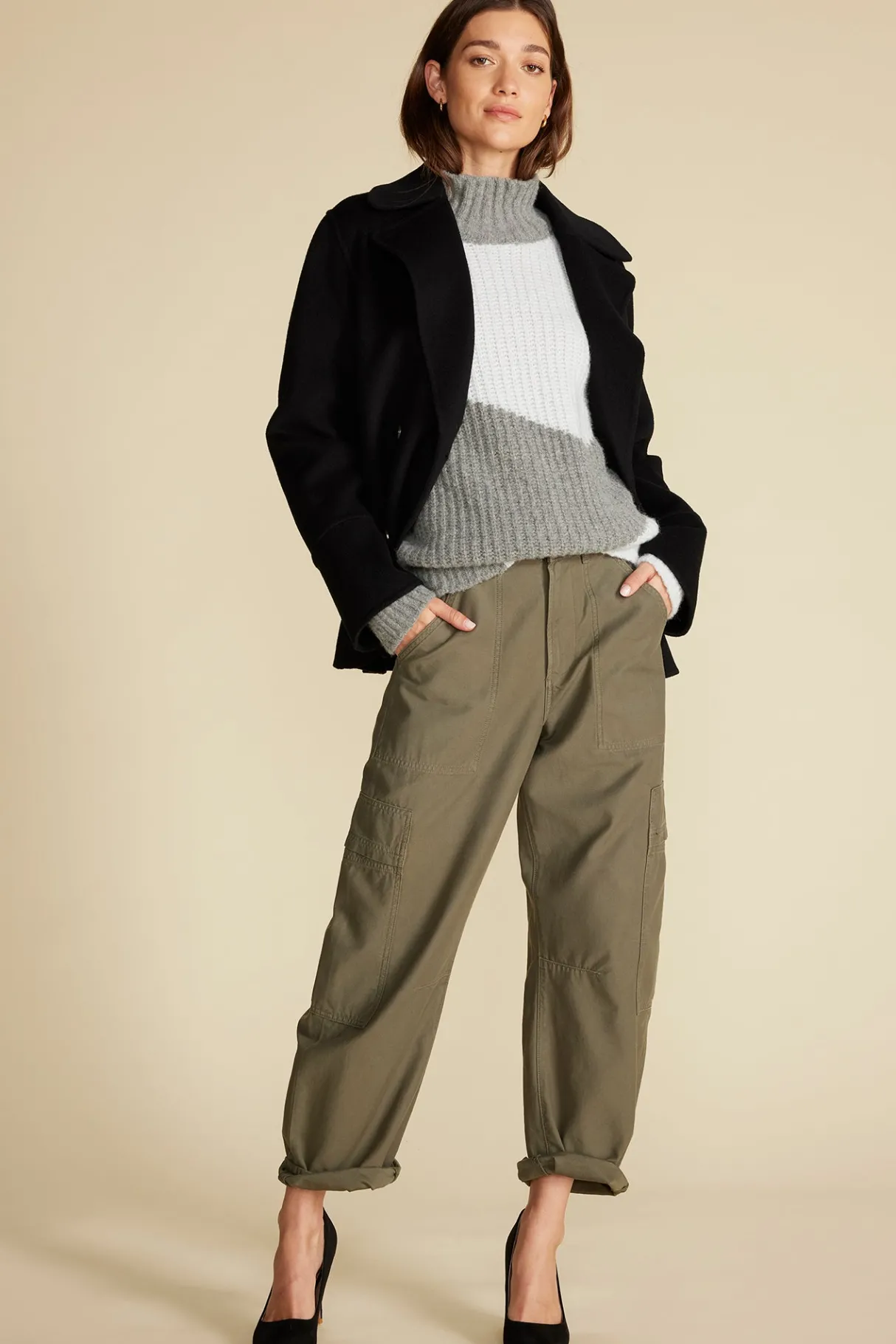 Amour Vert Veira Turtleneck Sweater SkyBlueandGrey Best