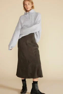 Amour Vert Veronique Chunky Half Zip Pullover Sweater HeatherGrey New