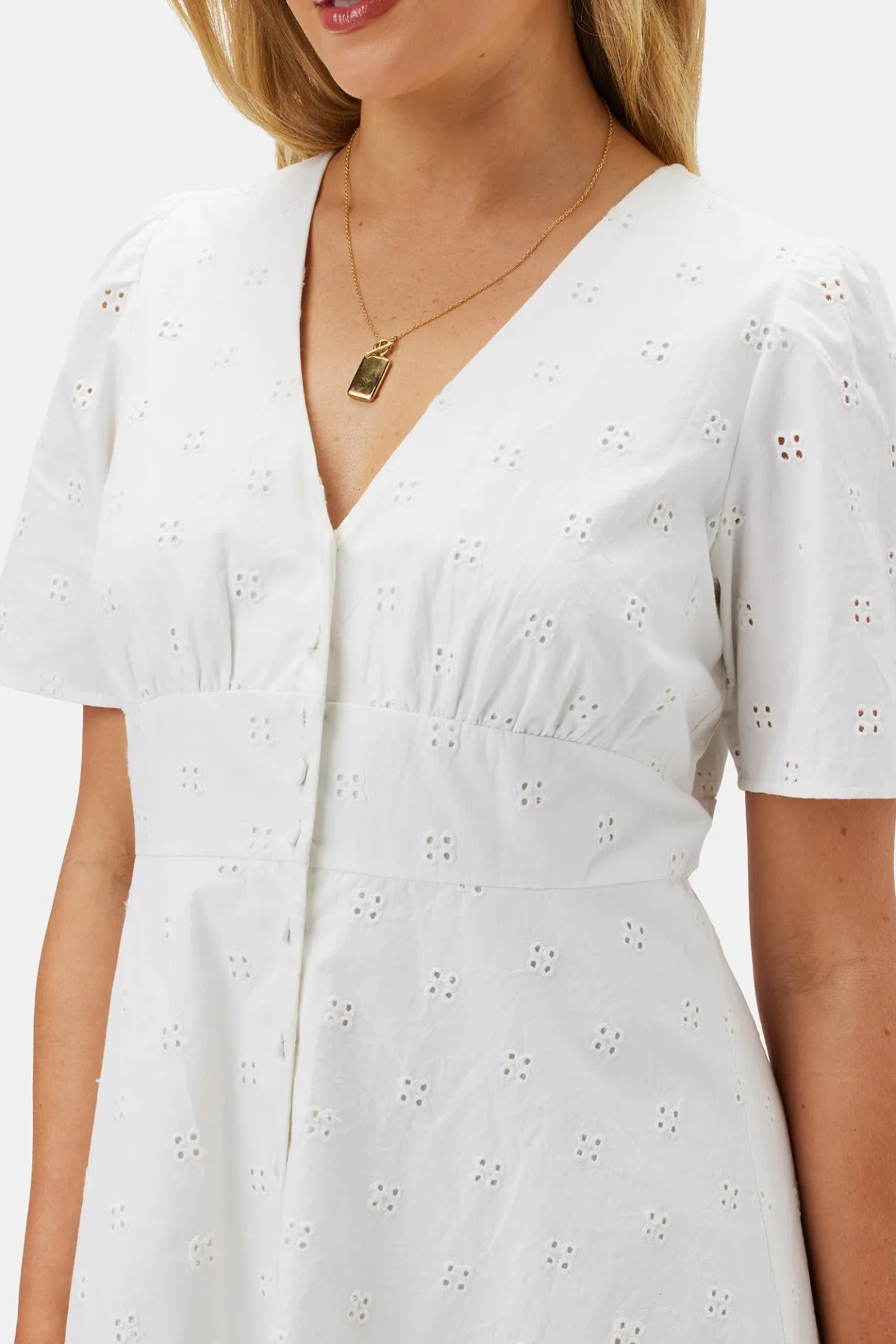 Amour Vert Violette Organic Cotton Eyelet Dress White Online