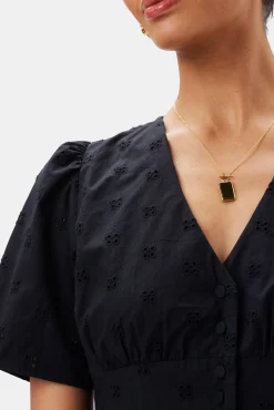 Amour Vert Violette Organic Cotton Eyelet Dress Black Clearance