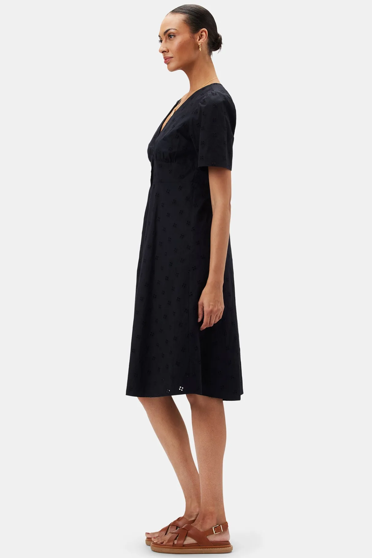 Amour Vert Violette Organic Cotton Eyelet Dress Black Clearance
