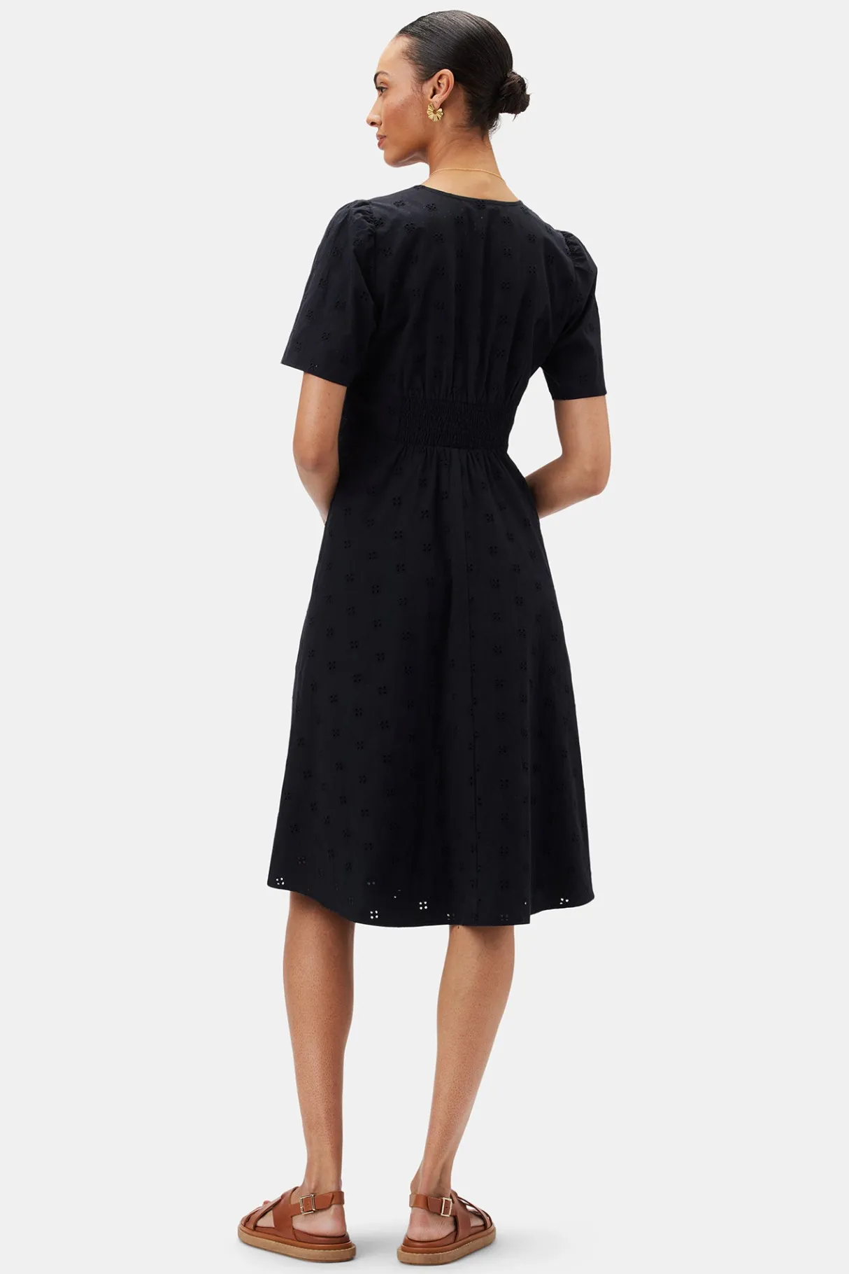 Amour Vert Violette Organic Cotton Eyelet Dress Black Clearance