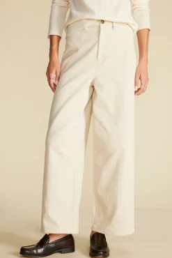 Amour Vert Wide Leg Utility Corduroy Pant Ivory Fashion