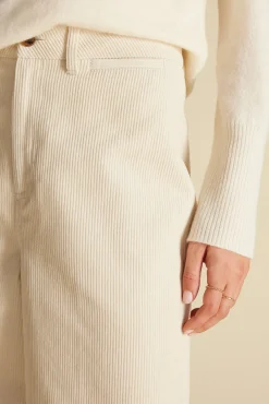 Amour Vert Wide Leg Utility Corduroy Pant Ivory Fashion