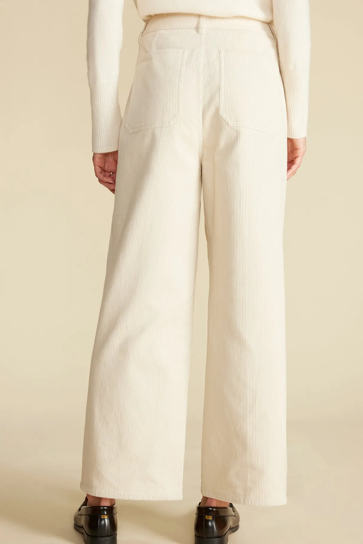 Amour Vert Wide Leg Utility Corduroy Pant Ivory Fashion