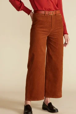 Amour Vert Wide Leg Utility Corduroy Pant AlmondBrown Hot