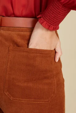Amour Vert Wide Leg Utility Corduroy Pant AlmondBrown Hot