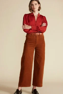 Amour Vert Wide Leg Utility Corduroy Pant AlmondBrown Hot