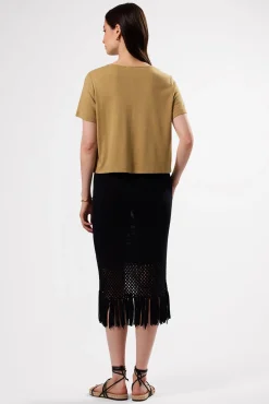 Amour Vert Yvette Silk Knit Tee Elm Clearance