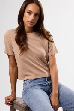 Amour Vert Yvette Silk Knit Tee Sand Clearance