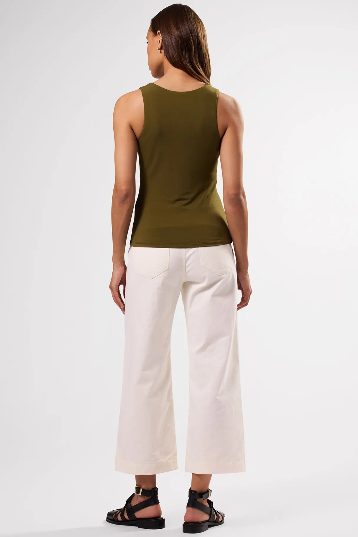 Amour Vert Zoe Deep V Tank OliveGreen Fashion