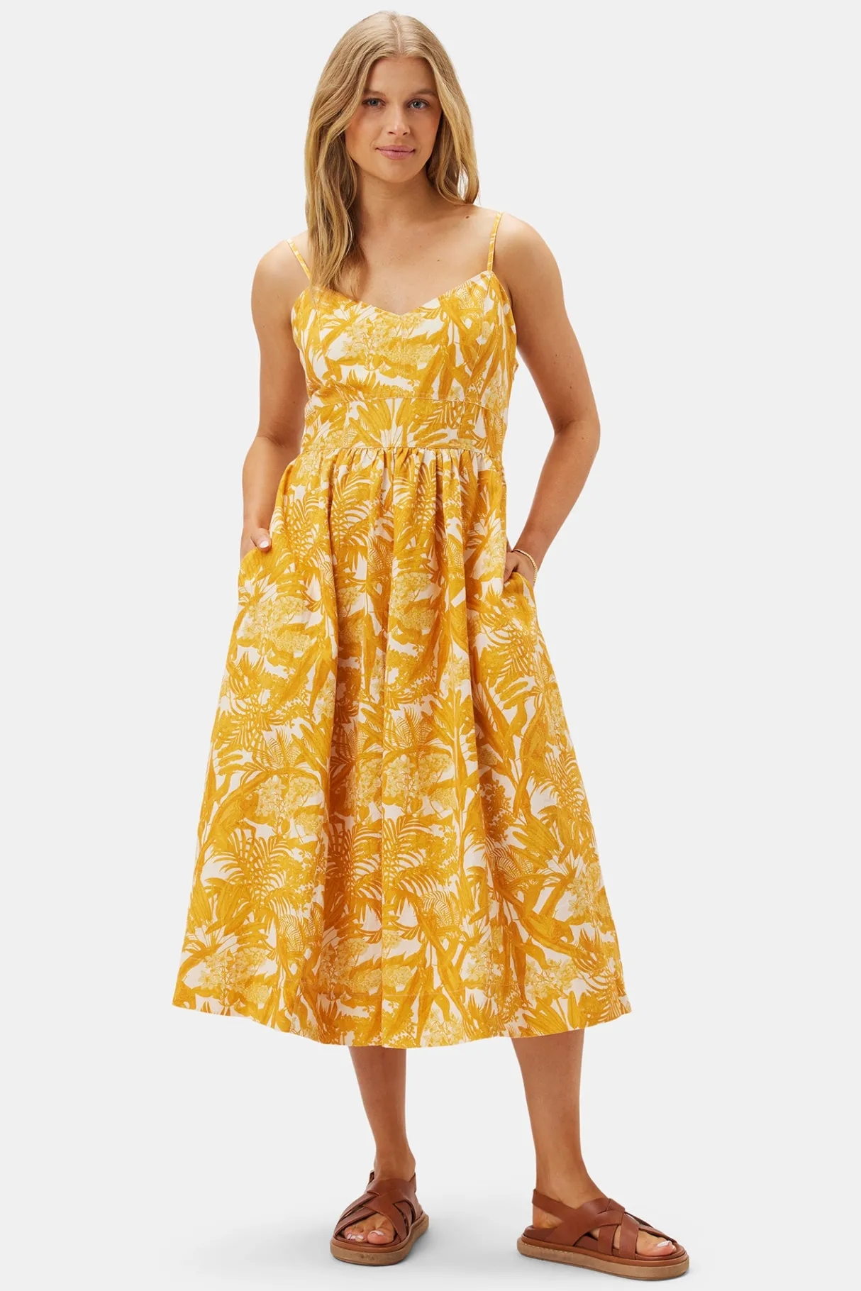 Amour Vert Zulma Cotton Linen Dress ToileMandarine Sale