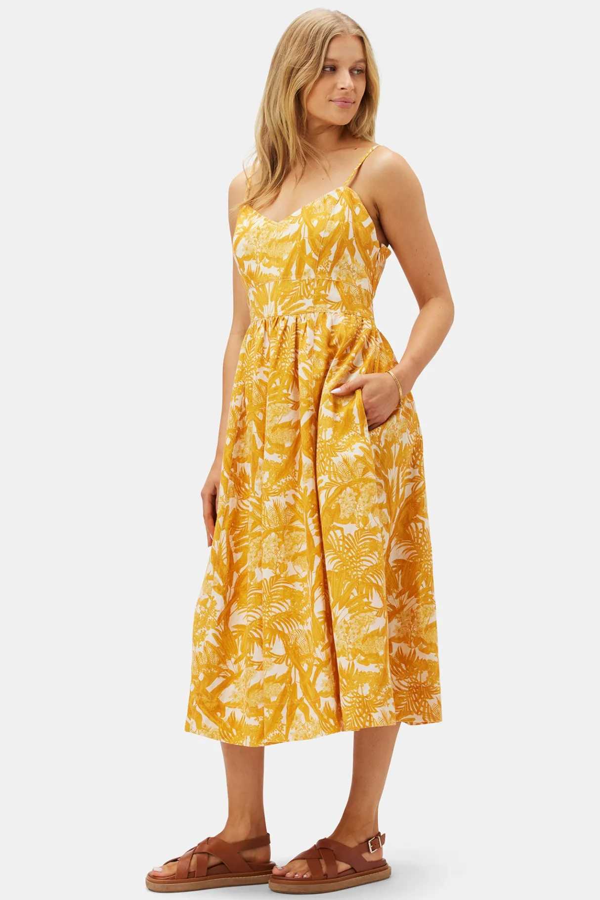 Amour Vert Zulma Cotton Linen Dress ToileMandarine Sale
